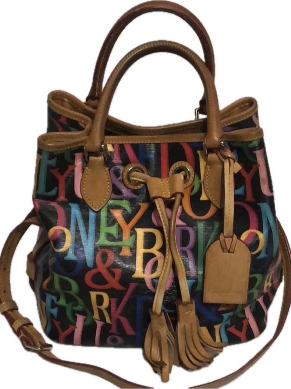 VINTAGE Dooney & Bourke Retro Grafica Rainbow Logo Bucket Bag - Y2K IT Bag